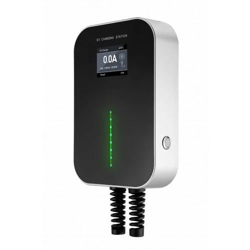 Besen 22kW EV charger angled view with digital charging display - buy 22kW Type 2 home charger