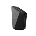 Easee Charge Core 22kW EV charger three-quarter angled view in black, side ventilation slats and three round cable entry caps on top