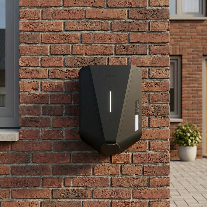 Easee Charge Max 22kW EV charger installed on brick wall - buy Type 2 socket home charging station