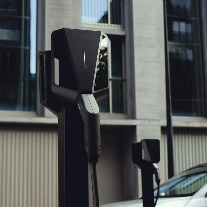 Easee Charge Max EV charger on pedestal mount in urban car park - buy Type 2 EV charging point