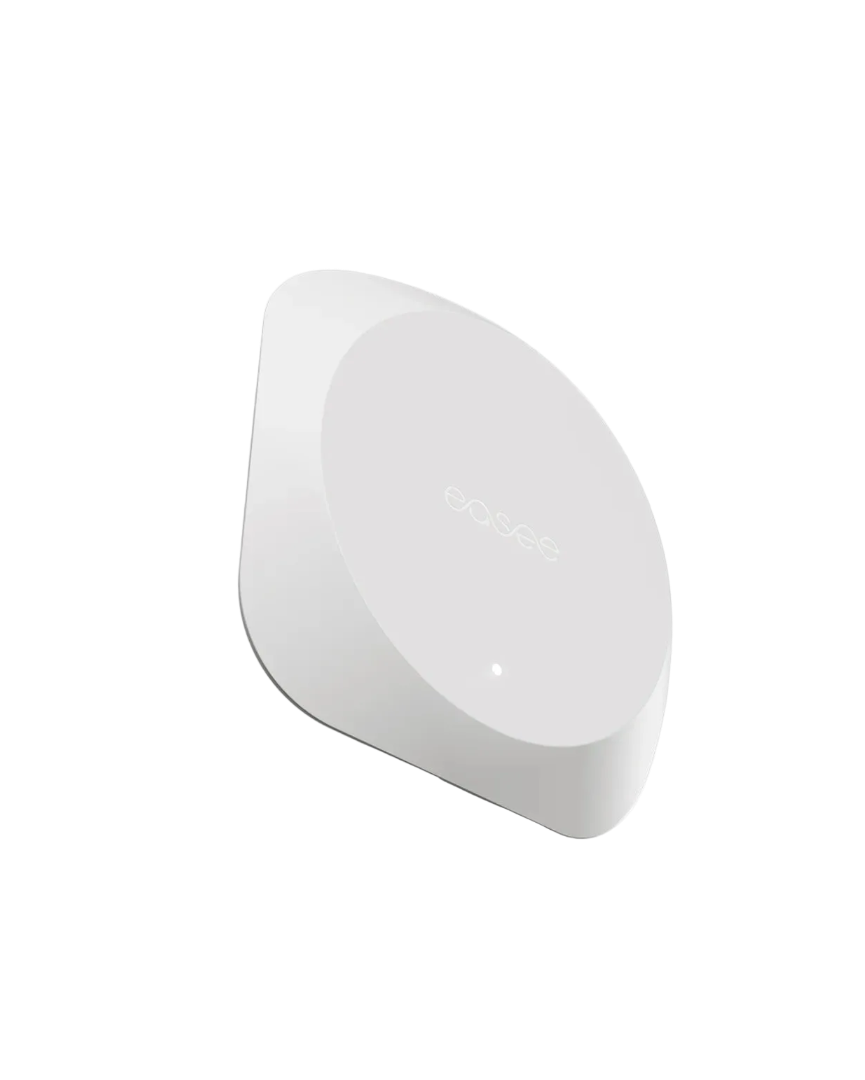 Easee Equalizer wireless smart meter in white, compact rounded dome with easee logo and small LED indicator