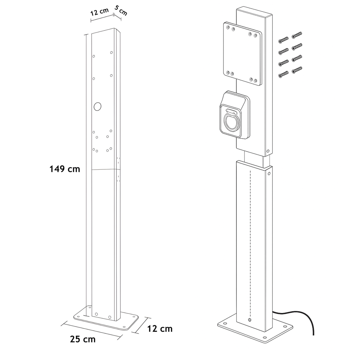 Loady matt black mounting pole for Hager witty - view 5