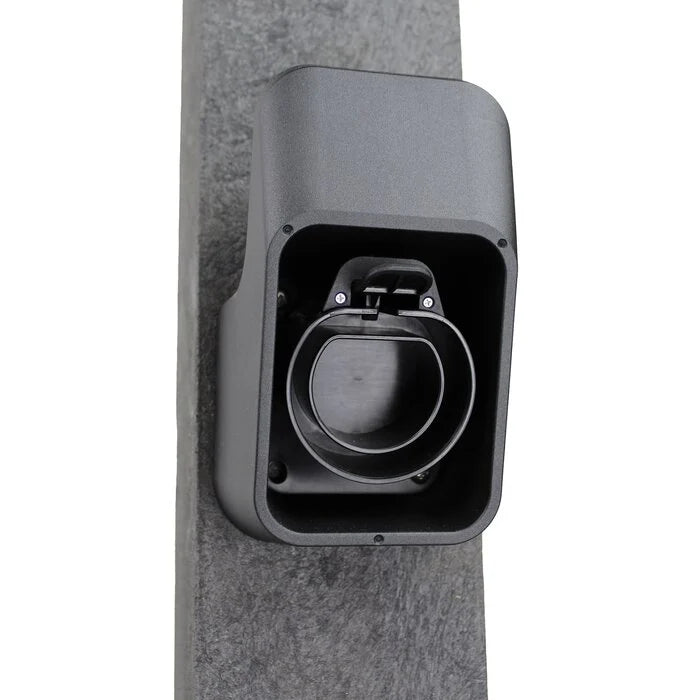 Loady Pillar EV charger Type 2 socket close-up detail - buy 22kW ground mount home charging point