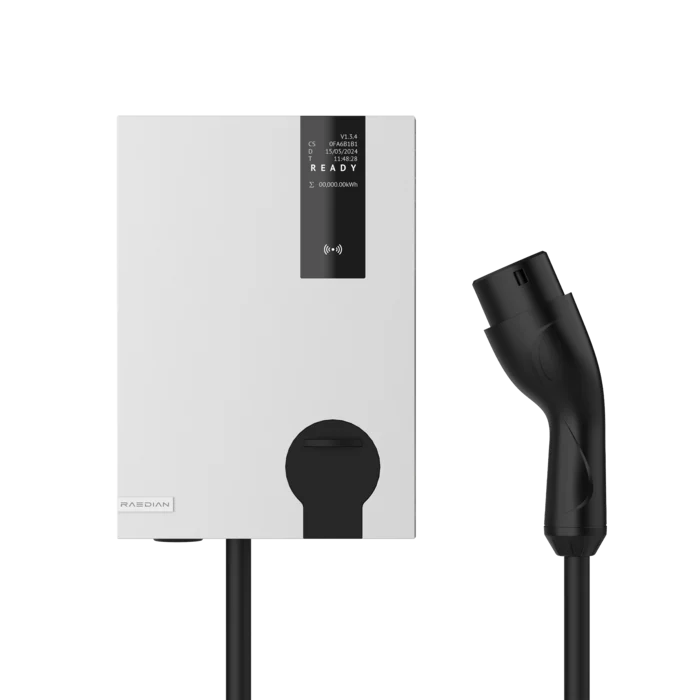 Raedian Neo 22kW Type 2 3-phase EV charger with display panel and cable connector - buy home charging station