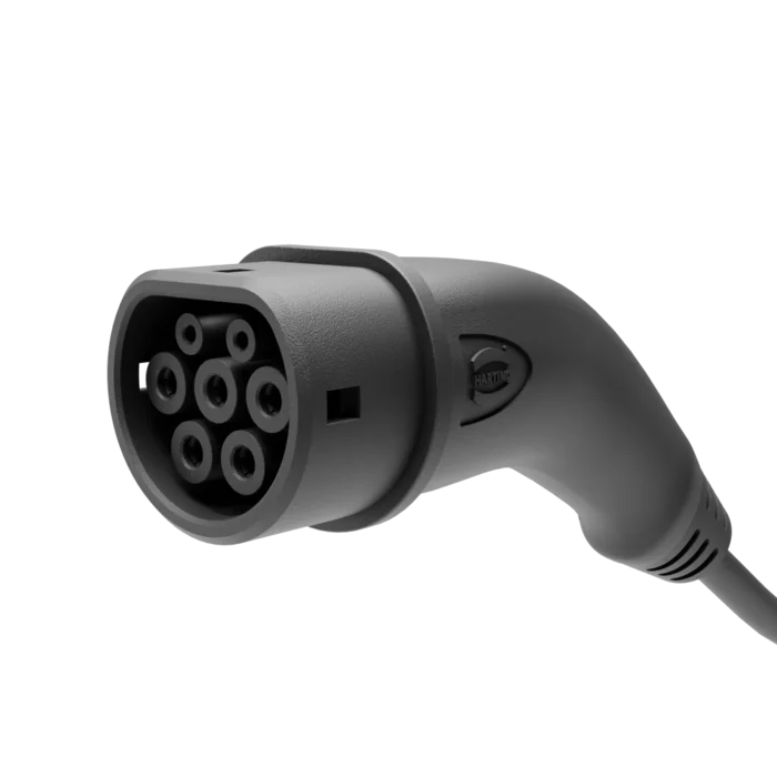 Wallbox Pulsar Pro Type 2 connector close-up - buy tethered EV charging cable plug
