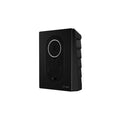 Zaptec Go 2 22kW EV charger three-quarter angled view in black showing slim profile and side cooling fins on rear